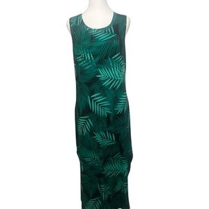Tropical Green Sleeveless Maxi Dress size large